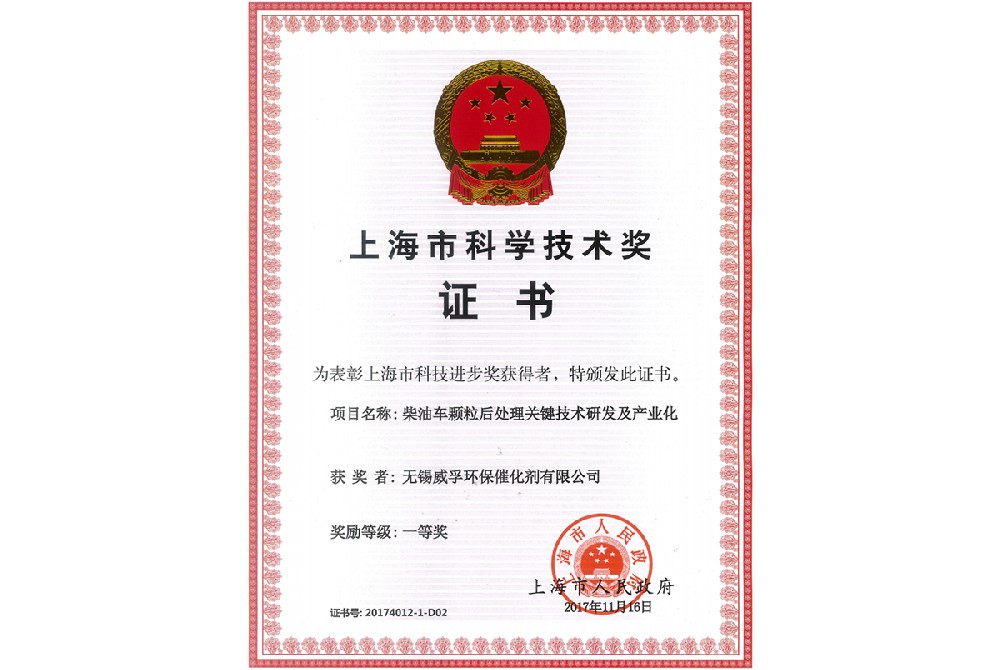First Prize, Shanghai Municipal Science and Technology Award