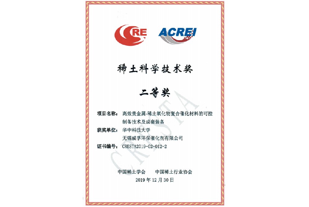 Second Prize, Rare Earth Science & Technology Award